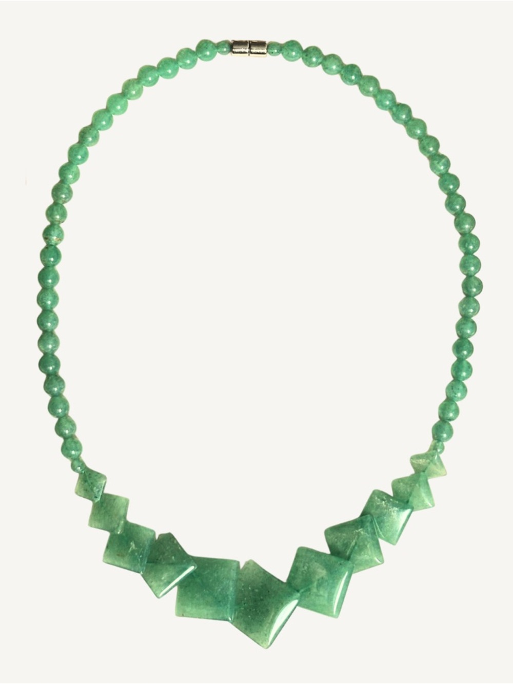 Natural Jade Art Deco Diamond Bead Necklace - Picture 4 of 7